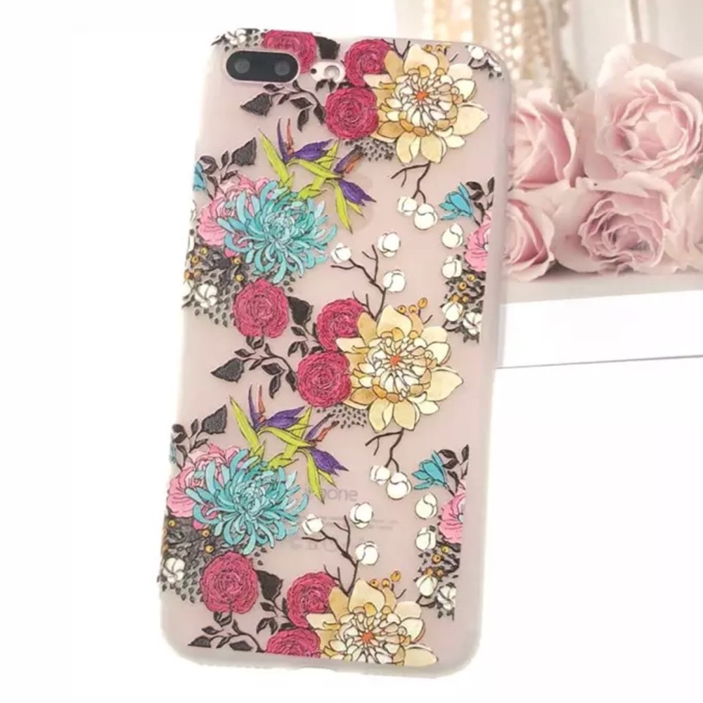 NEW iPhone 7+/8+ Floral Garden Rose Soft  TPU Case - Picture 2 of 2